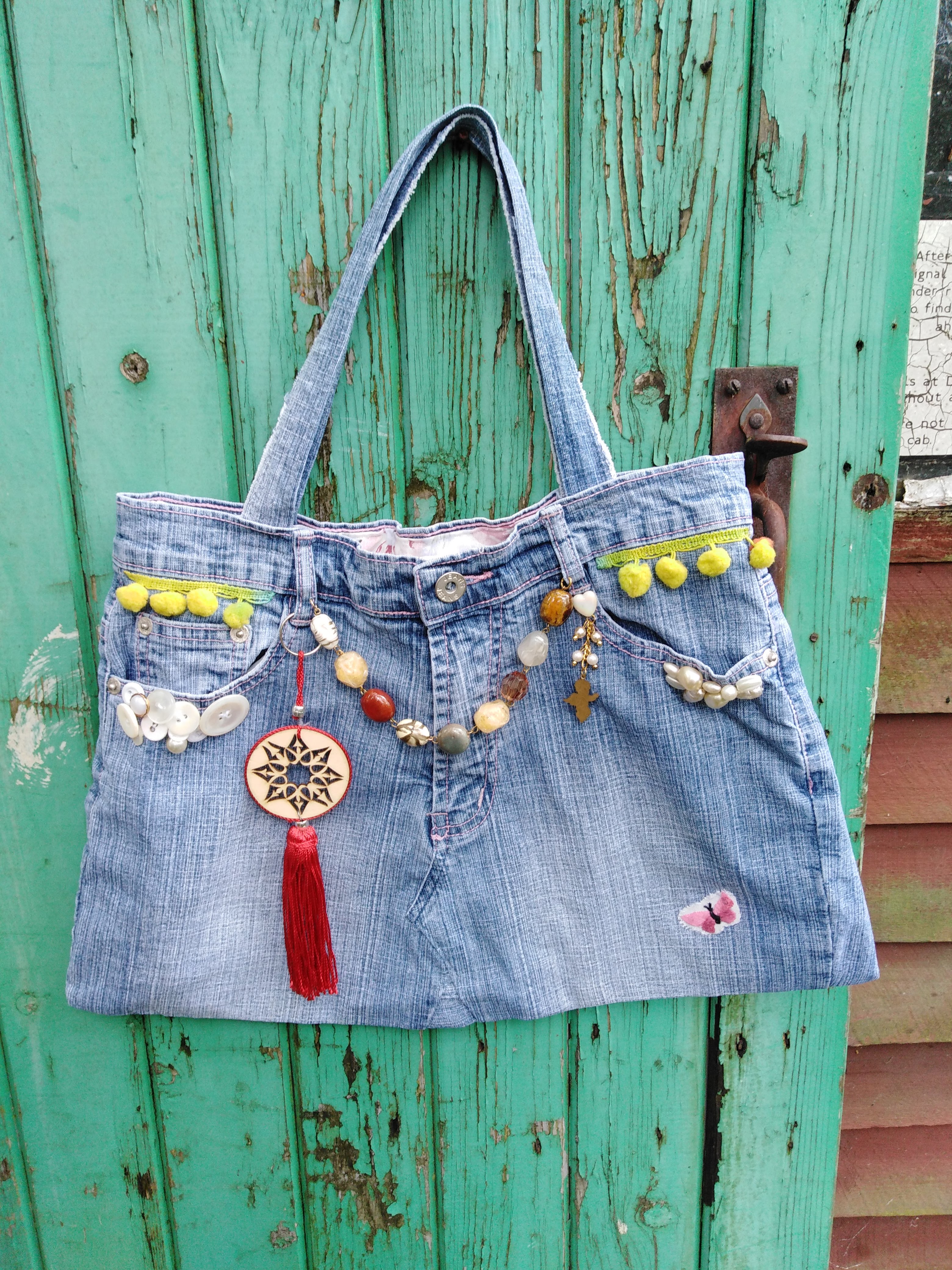 Buy Upcycled Hand Made Bag Recycled Materials Textil Jean Denim Corduroy,  Bolso Hecho a Mano Con Materia Reciclada Vaqueros Pana unique Maxibag  Online in India - Etsy